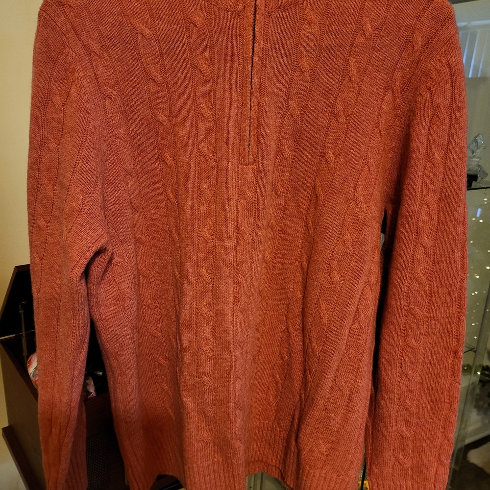 Brooks Brothers Merino Wool Zip Up Sweater.